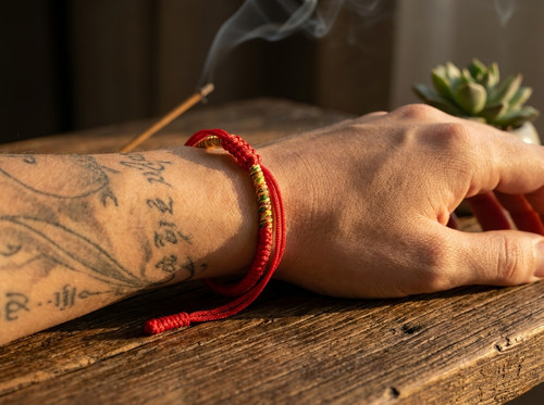 Bracciale tibetano rosso - bracciale,